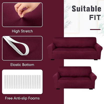 Peryiter 2 Pcs Sofa Covers Couch and Loveseat Covers Set Stretch Sofa Slipcover - Image 5