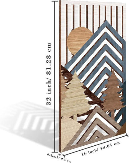 IARTTOP Abstract Mountain Wood Wall Art Large geometric Forest Pine Trees - Image 3