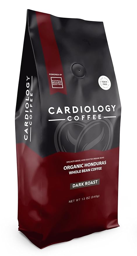 Cardiology Coffee – Whole Bean Coffee – USDA Certified Mold-Free 12oz Premium Dark Roast Coffee Beans - Organic Espresso Beans with Antioxidant Benefits – Perfect for Heart Healthy Lifestyle