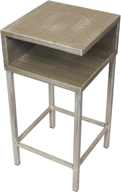 Furniture Barn USA Weathered Cottage and Sisal Shelf Drink Table by FurnitureBarnUSA