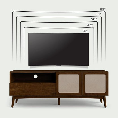 Calista TV Stand 1 Drawer 2 Door – Chestnut Finish Media Console - Image 4