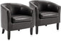 BELLEZE Accent Barrel Chair Set of 2, Linen Round Chair Club Tub Sofa Corner by BELLEZE