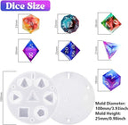 KISREL Dice Resin Molds, DND Dice Set and Organizer Box Epoxy Resin Mold with 7 Standard Stereoscopic Dice Cavities, Silicone Molds for Resin, DND Dice Set Making Kit, Table Board Game