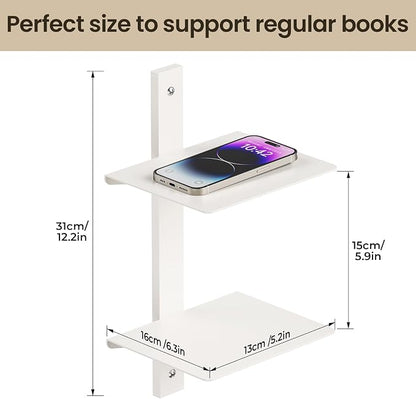 Floating Book Shelves for Wall, 2 Tier Invisible Floating Bookshelf, Vertical - Image 3