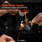 MHW-3BOMBER Espresso Measuring Cups, Double Spouts Stainless Steel Espresso Pour Cup, Espresso Shot Cups with Handle Scale, Metal Measuring Cups with V-Shaped Mouth, 3.4OZ/100ML Silver G5146BL-OS