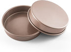 Non Toxic Nonstick 9 inch Round Cake Pans Set of 2 | Quality Non Stick 9 inches Layer Circle Cake Pan 2 inches Deep | Best 9in Baking Pan PFOA, BPA free Nontoxic | 9inch 9inches Cake Pans Set