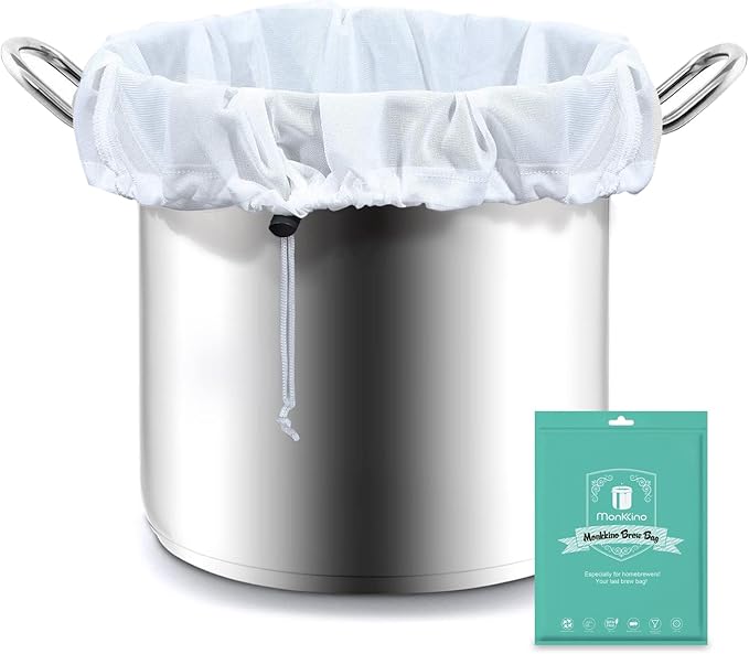 Brew Bags, 2pcs Brew In A Bag, Reusable Wine Straining Bag for Homebrewing, Fine Mesh Bag for Boiling, Durable Small Polyester Strainer Bag, 2 Pack of 16 X 18