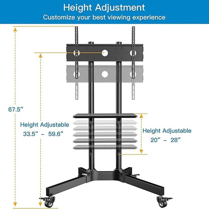 PERLESMITH Rolling TV Stand - Image 3