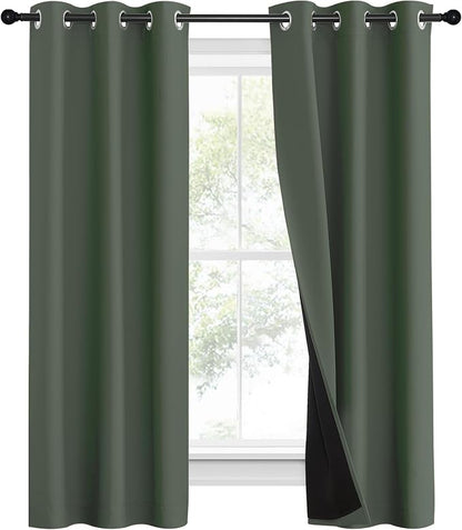 NICETOWN 100% Blackout Curtains 60" Long, Pair of Energy Smart & Noise Blocking - Image 2