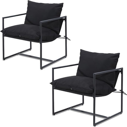 Kromax Sling Accent Chair, Cozy Living Room Chairs, Square Metal Frame - Image 8