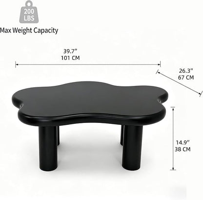 40" Cloud Coffee Table with 4 Round Table Legs, Modern Irregular Center Table - Image 2
