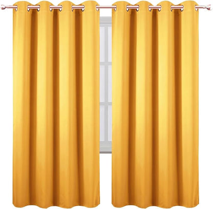 Blackout Curtains 66 x 72 Inch Long Yellow Curtains Set of 2 Panels Room - Image 2