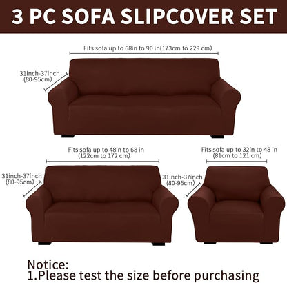 Peryiter 3 Pcs Couch and Loveseat Covers Set Sofa Cover - Image 2