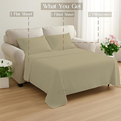 Sleeper Sofa Bed Sheet, 100% Cotton 400 Thread Count, 4 Piece Set, Deep Pocket - Image 8