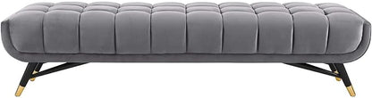 Modway Adept Mid-Century Modern Velvet Upholstered Tufted Accent Bench in Gray - Image 6