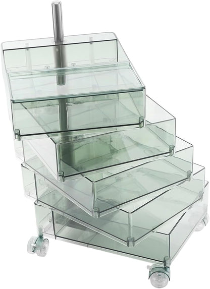 5 Tier Storage Cabinet, 360° Rotating Sofa Side Cabinet, Mobile Bedside Table - Image 8