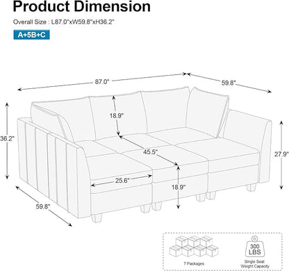 Belffin Modular Sectional Sofa Sleeper Sectional Couch - Image 2