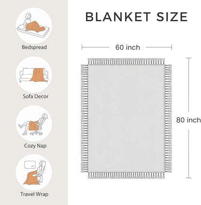 LUTBM Boho Throw Blanket for Bed 100% Cotton Soft Quilt Summer Lightweight - Image 5