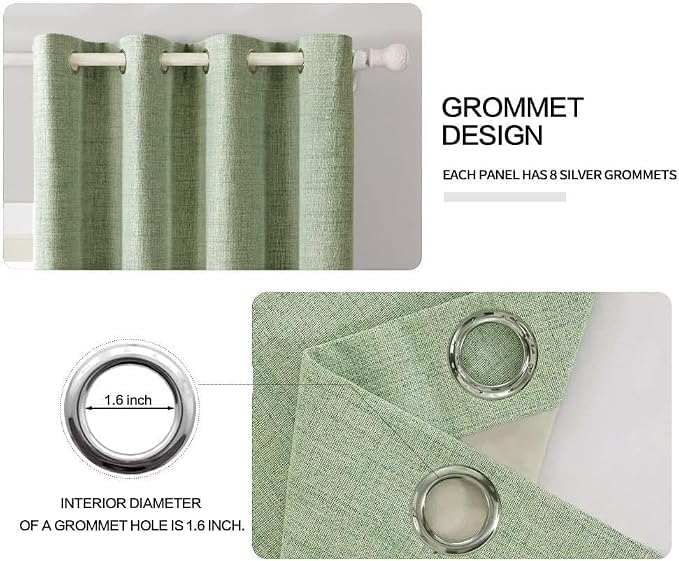 MIULEE Linen Texture Curtains for Bedroom Solid 100% Blackout Thermal Insulated - Image 4