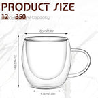 Gerrii Espresso Cups Double Walled Espresso Shot Glass with Handle Cups Insulated Clear Small Shot Glasses for Cappuccino Latte Hot Beverage(20 Pcs,2.5 oz)