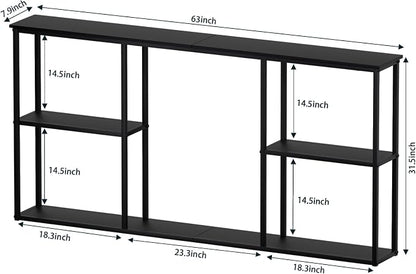 WOHOMO Black Console Table, 3-Tier Small Entryway Table, Long Sofa Table - Image 2