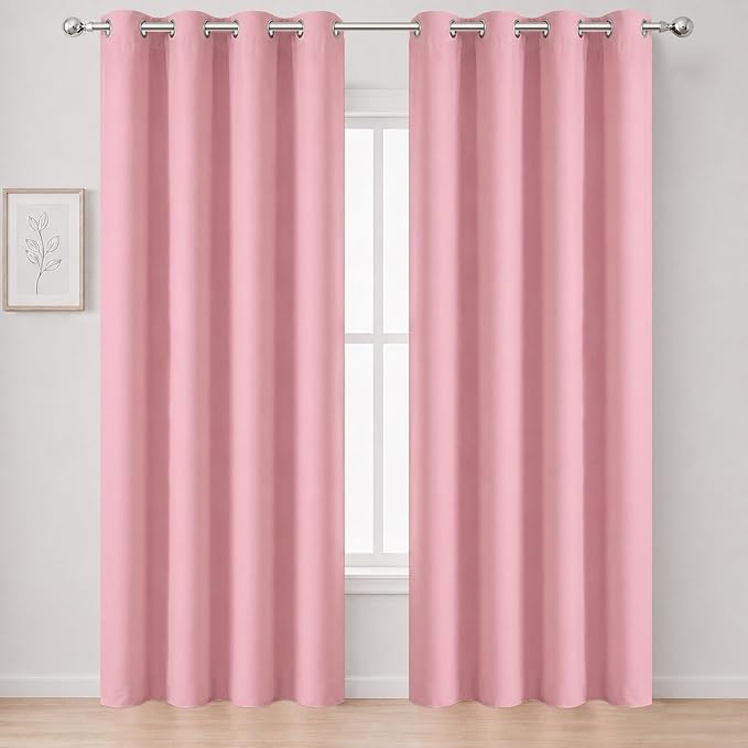 Blackout Curtains 66 x 84 inch/Pink Curtains Set of 2 Panels/Thermal Insulated by Lemomo