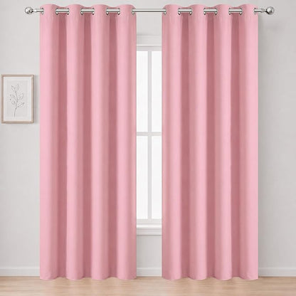 Blackout Curtains 66 x 84 inch/Pink Curtains Set of 2 Panels/Thermal Insulated by Lemomo