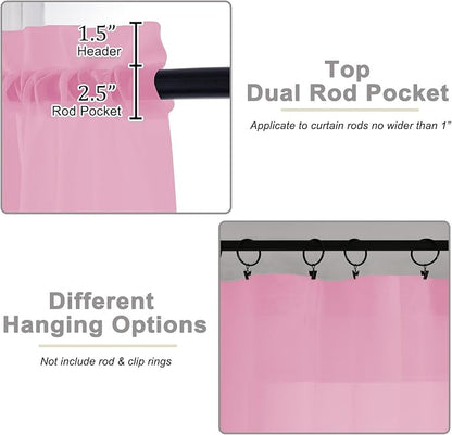 Cafe Curtains 36 Inch Length Tier 2 Pieces, Modern Soft Airy Sheer Kitchen - Image 4