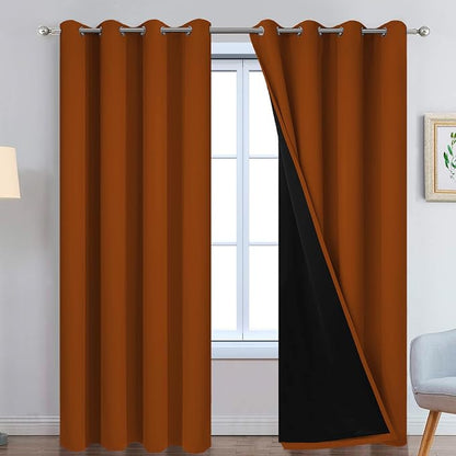 Yakamok Burnt Orange 100% Blackout Curtains 96 Inches Long 52" Wide 2 PCS | by Yakamok