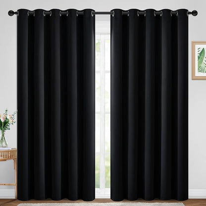 Yakamok Room Darkening Curtains 70x84 inch Length Black-Living Room | 2 panels by Yakamok