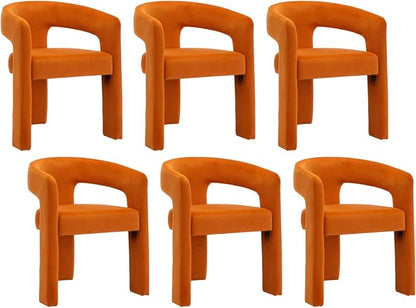 RIVOVA Modern Barrel Dining Chairs Set of 6, Velvet Upholstered Accent Side by RIVOVA