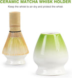 Matcha Whisk Set – 5 PCS Complete Ceremonial Grade Matcha Set, Premium Japanese Matcha Kit with Bamboo Whisk for Matcha Tea, Matcha Bowl, Scoop, Sifter, and Ceramic Holder