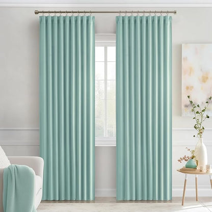 MIULEE Aqua Back Tab Blackout Curtains 52x72 Inches Long 2 Panels Set | Rod - Image 9