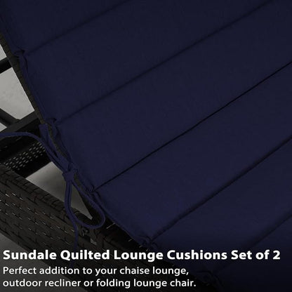 Sundale Outdoor Olefin Quilted Lounge Cushion Set of 2, Patio Foldable Chaise - Image 6