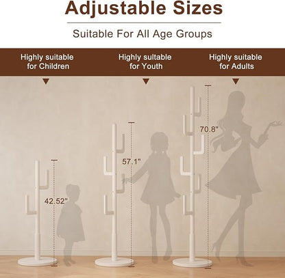 Muwuele Solid Wood Cactus Coat Rack, Freestanding Coat Rack - Image 3