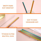 Lazycorner Reusable Stainless Steel Straws Metal Straw with Silicone Tip 5 Pcs 8mm Wide for 20/30/32oz Tumblers Smoothies and Shakes with 2 Cleaning Brushes,1 Portable Bag (Rainbow)