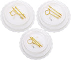 Tosnail 3-Pack 3-Tiers White Plastic Cupcake Stand, Dessert Serving Trays, Party Serving Tray Fruit Pastry Holders Catering Tray for Wedding, Party, Gathering - Round with Gold Rod