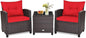 HAPPYGRILL 3 Pieces Patio Conversation Set, Outdoor Furniture Set PE Rattan by HAPPYGRILL