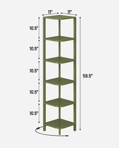 TUTOTAK Corner Shelf with LED Light, 6-Tier Corner Bookshelf - Image 2