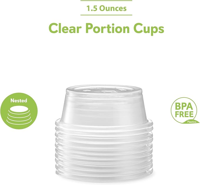 {1.5 oz,200 Cups} Clear Diposable Plastic Portion Cups No Lids, Small Mini Containers For Portion Controll, Jello Shots, Meal Prep, Sauce Cups, Slime, Crafts, Disposable Souffle Cups & Much more