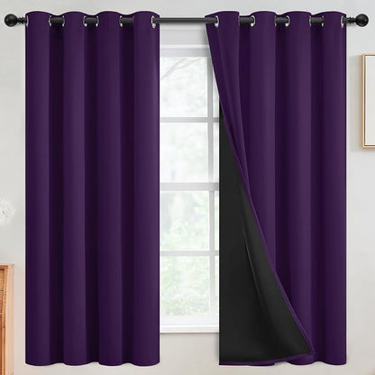SimpleHome Purple 100% Blackout Curtains Room Darkening Living Room 63 Inch | by SimpleHome