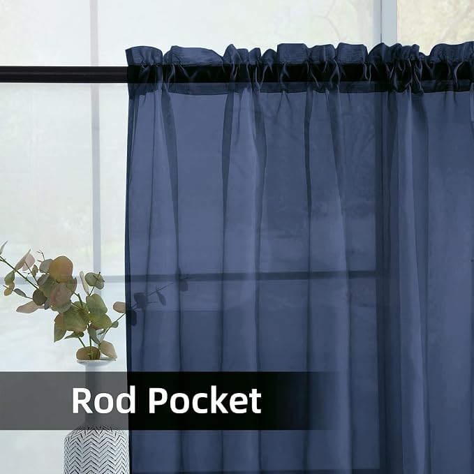 SpaceDresser Sheer Voile Window Treatment Rod Pocket Curtain Panels - Image 4
