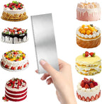 2Pcs Stainless Steel Cake Scraper - 8.6 Inch Double Sided Patterned Edge Stripe Smoother Scraper, Cake Smoother for Icing Mousse Butter Cream, Cake Decorating Comb Measuring Tool