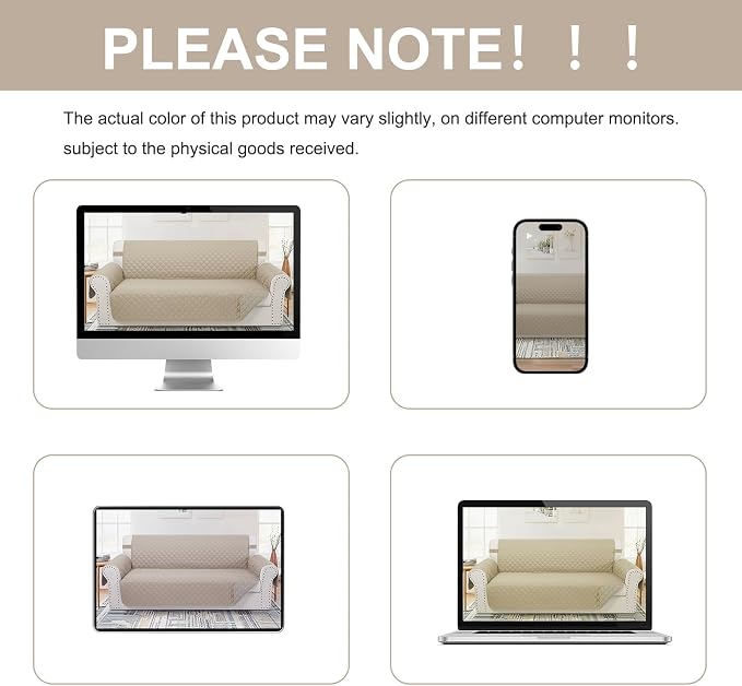Reversible Loveseat Couch Sofa Covers, Sand/Beige | Loveseat Covers - Image 9