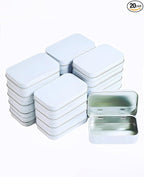 Small Metal Box With Lid-Cookie Tins Metal Tins With Lids Lens Wipes Storage Container Mini Portable Box,Empty Hinged Tin,For Organize Mint Candy Jar,Sewing (White, 20 Pcs 3.7" x 2.4" x 0.8")