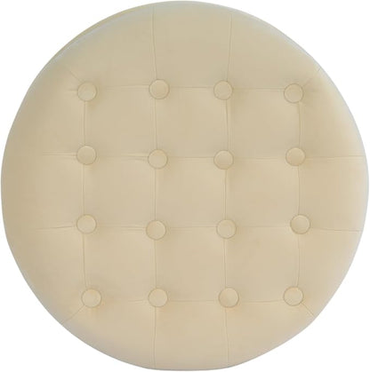 Homepop Home Decor | Upholstered Round Velvet Tufted Foot Rest Ottoman | Ottoman - Image 9