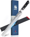 KYOKU Gin Series 12" Brisket Slicing Knife, Meat Carving Knife with Silver PVD Coating Mosaic Pin Handle for Professional Chef & Home Cook, Japanese VG10 Steel Slicer for Meat Fruit Vegetables