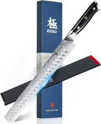 KYOKU Gin Series 12" Brisket Slicing Knife, Meat Carving Knife with Silver PVD Coating Mosaic Pin Handle for Professional Chef & Home Cook, Japanese VG10 Steel Slicer for Meat Fruit Vegetables