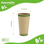 Certified Compostable 20 oz Paper Cups, Cold ＆ Hot Coffee Cups, Disposable Paper Cups, Extra Strength Disposable Cups, Made without PFAS (50 count)