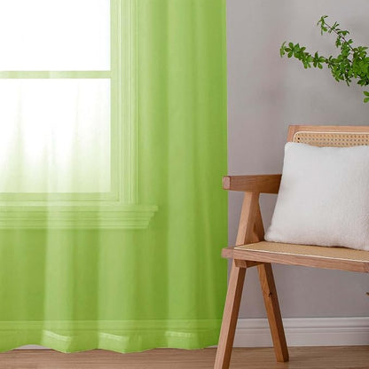 Lime Sheer Curtains 84 Inches Long 2 Panels, Solid Voile Light Filtering Long - Image 7